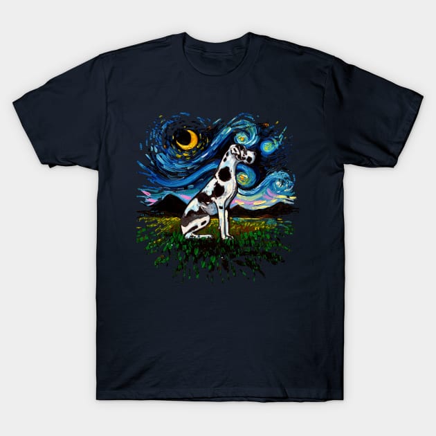 Great Dane Harlequin Night (Version 2) T-Shirt by sagittariusgallery